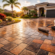 Freshly sealed paver driveway at a Florida home showing restored color and protective finish after professional sealing service