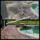 Before and after paver restoration showing faded, worn pavers transformed to vibrant color at a Tampa Bay Florida home