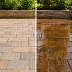 Side-by-side comparison of matte vs wet look paver sealer finish on a patio in Tampa, FL