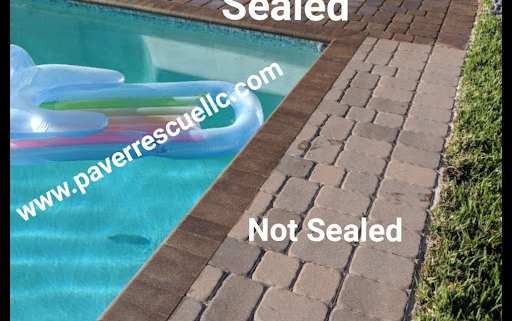 Sealed vs. unsealed pool deck pavers at a Tampa Bay home showing moisture protection benefits of professional paver sealing